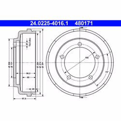 Tambour de frein ATE 24.0225-4016.1