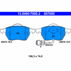 Jeu de plaquettes de frein ATE 13.0460-7050.2, avant