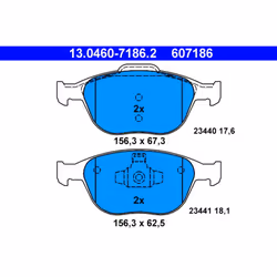 Jeu de plaquettes de frein ATE 13.0460-7186.2, avant