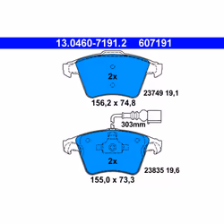 Jeu de plaquettes de frein ATE 13.0460-7191.2, avant