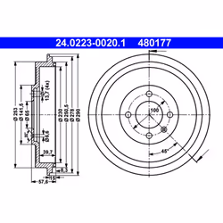 Tambour de frein ATE 24.0223-0020.1