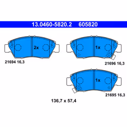 Jeu de plaquettes de frein ATE 13.0460-5820.2, avant