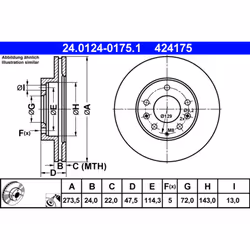 Disque de frein ATE 24.0124-0175.1 avant, ventilé, 1 pièce - Vue supplémentaire 3