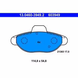 Jeu de plaquettes de frein ATE 13.0460-3949.2, avant