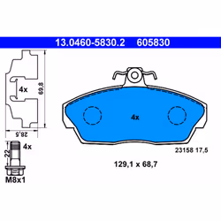 Jeu de plaquettes de frein ATE 13.0460-5830.2, avant