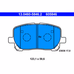 Jeu de plaquettes de frein ATE 13.0460-5846.2, avant