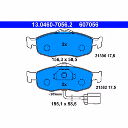 Jeu de plaquettes de frein ATE 13.0460-7056.2, avant