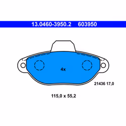 Jeu de plaquettes de frein ATE 13.0460-3950.2, avant