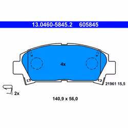 Jeu de plaquettes de frein ATE 13.0460-5845.2, avant