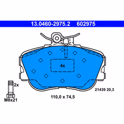 Jeu de plaquettes de frein ATE 13.0460-2975.2, avant