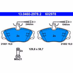 Jeu de plaquettes de frein ATE 13.0460-2978.2, avant