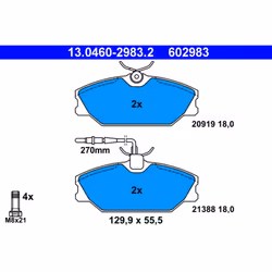 Jeu de plaquettes de frein ATE 13.0460-2983.2, avant