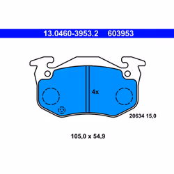 Jeu de plaquettes de frein ATE 13.0460-3953.2, avant