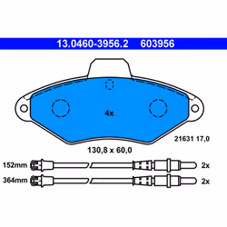 Jeu de plaquettes de frein ATE 13.0460-3956.2, avant