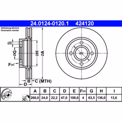 Disque de frein ATE 24.0124-0120.1 avant, ventilé, 1 pièce