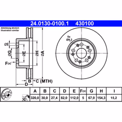 Disque de frein ATE 24.0130-0100.1 avant, ventilé, à haute teneur en carbone, 1 pièce