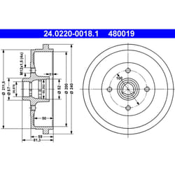 Tambour de frein ATE 24.0220-0018.1
