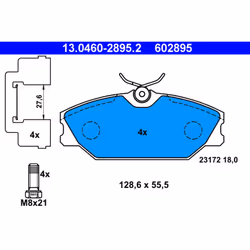 Jeu de plaquettes de frein ATE 13.0460-2895.2, avant