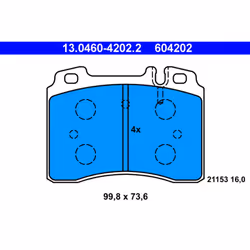 Jeu de plaquettes de frein ATE 13.0460-4202.2, avant