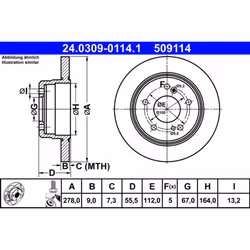 Disque de frein ATE Power Disc 24.0309-0114.1, 1 pièce