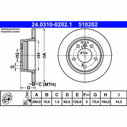 Disque de frein ATE Power Disc 24.0310-0202.1, 1 pièce