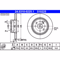 Disque de frein ATE Power Disc 24.0310-0225.1, 1 pièce