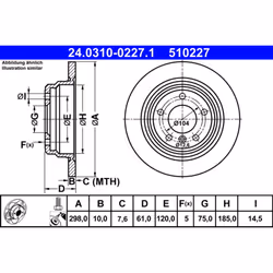 Disque de frein ATE PowerDisc 24.0310-0227.1, 1 pièce