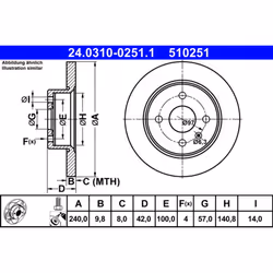 Disque de frein ATE PowerDisc 24.0310-0251.1, 1 pièce