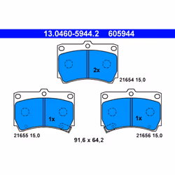 Jeu de plaquettes de frein ATE 13.0460-5944.2, avant
