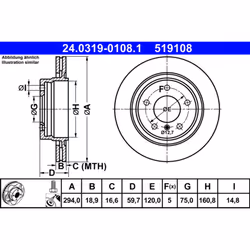 Disque de frein ATE PowerDisc 24.0319-0108.1, 1 pièce