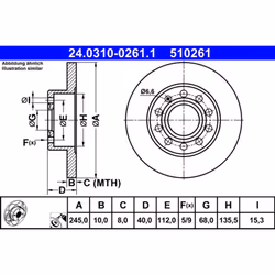 Disque de frein ATE Power Disc 24.0310-0261.1, 1 pièce