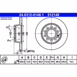 Disque de frein ATE Power Disc 24.0312-0148.1, 1 pièce