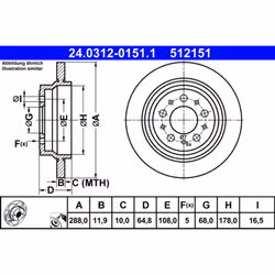 Disque de frein ATE Power Disc 24.0312-0151.1, 1 pièce