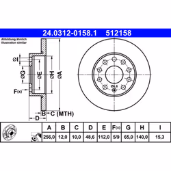 Disque de frein ATE Power Disc 24.0312-0158.1, 1 pièce