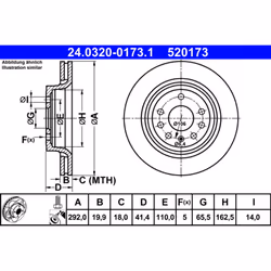 Disque de frein ATE Power Disc 24.0320-0173.1, 1 pièce