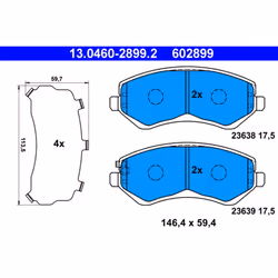 Jeu de plaquettes de frein ATE 13.0460-2899.2, avant