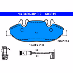Jeu de plaquettes de frein ATE 13.0460-3819.2, avant