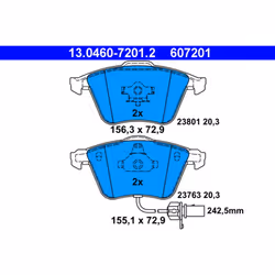 Jeu de plaquettes de frein ATE 13.0460-7201.2, avant