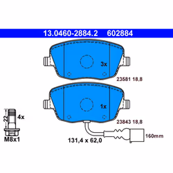 Jeu de plaquettes de frein ATE 13.0460-2884.2, avant