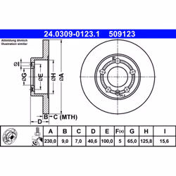 Disque de frein ATE Power Disc 24.0309-0123.1, 1 pièce