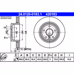Disque de frein ATE 24.0120-0183.1 arrière, ventilé, à haute teneur en carbone, 1 pièce