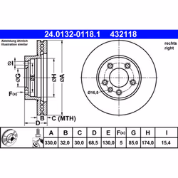 Disque de frein ATE 24.0132-0118.1 avant, ventilé, à haute teneur en carbone, 1 pièce