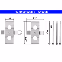 Kit d'accessoires, plaquette de frein ATE 13.0460-0268.2