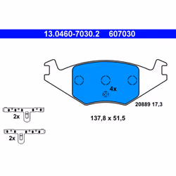 Jeu de plaquettes de frein ATE 13.0460-7030.2, avant