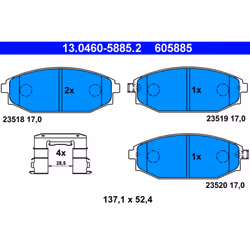 Jeu de plaquettes de frein ATE 13.0460-5885.2, avant