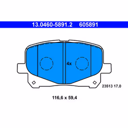 Jeu de plaquettes de frein ATE 13.0460-5891.2, avant