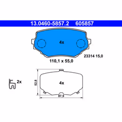 Jeu de plaquettes de frein ATE 13.0460-5857.2, avant