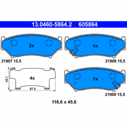 Jeu de plaquettes de frein ATE 13.0460-5864.2, avant
