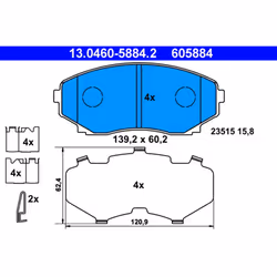 Jeu de plaquettes de frein ATE 13.0460-5884.2, avant