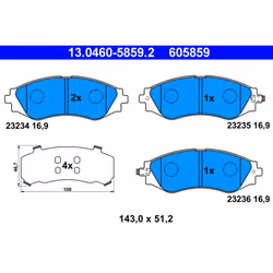 Jeu de plaquettes de frein ATE 13.0460-5859.2, avant